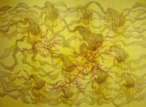 The Other (2015-16), pencils, oil, liquid glass on canvas, 135x120 cm