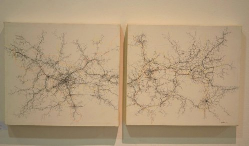 Invisible Cities, (diptych), pencils on canvas, 2 x 45 x 45 cm.