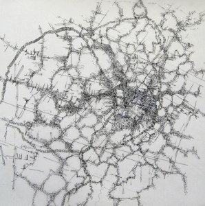 Note for an Invisible City I, ink on transparent paper, 50 x 70 cm.