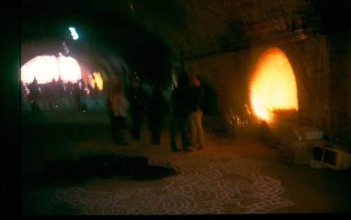 Water II, floor painting, sound, water, Bishopsgate, London 2002